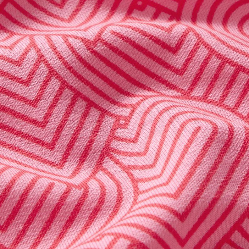 French Terry Overlapping Hearts – pink/fire red,  image number 2