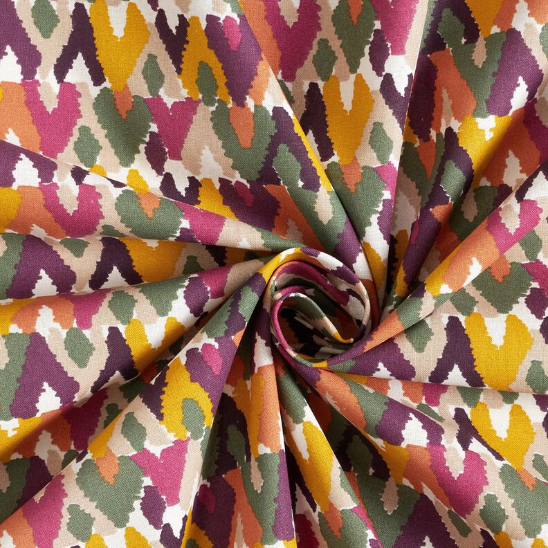 Cotton Cretonne Ethnic Print – berry/mustard, image number 3