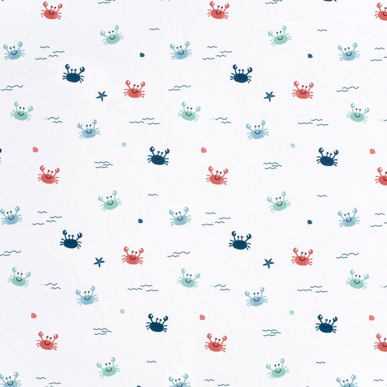 Swimsuit Fabric UPF50 happy crabs – white/lobster,  image number 1