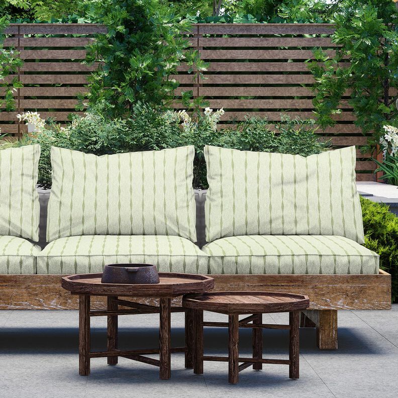 Outdoor Fabric Canvas wavy stripes – light olive/light beige,  image number 5