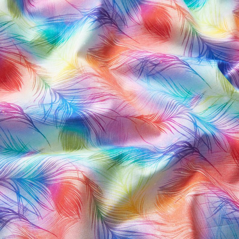 Cotton Poplin Rainbow Feathers Digital Print – royal blue/colour mix,  image number 2