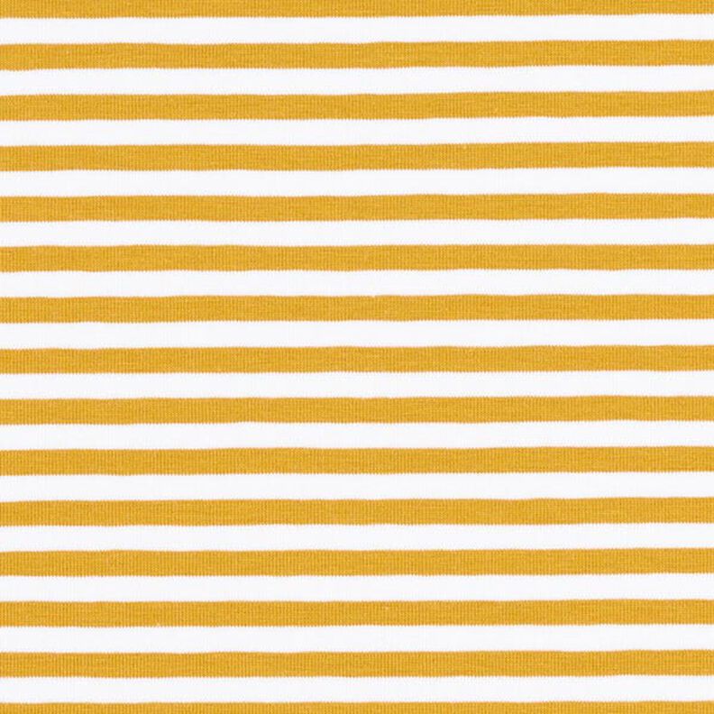 Cotton Jersey Narrow Stripes – mustard/white,  image number 1