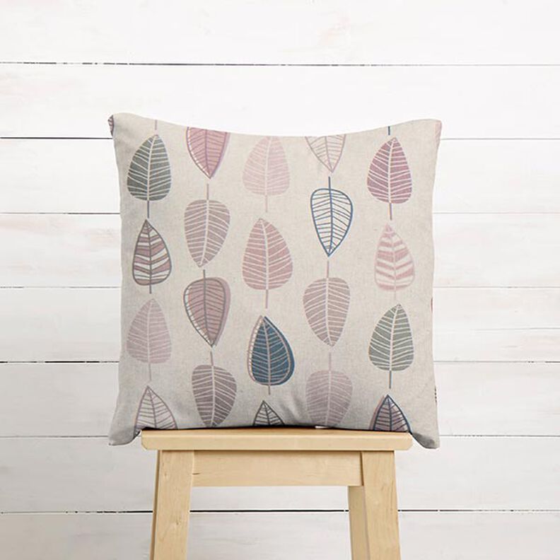 Decor Fabric Half Panama Retro Leaves – light dusky pink/natural,  image number 7
