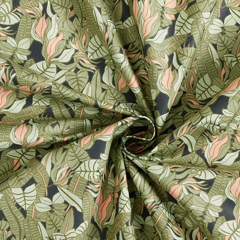 Cotton Cretonne tropical leaves – black/green,  image number 4