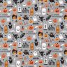 Cotton Poplin Happy Halloween – elephant grey/light orange,  thumbnail number 1