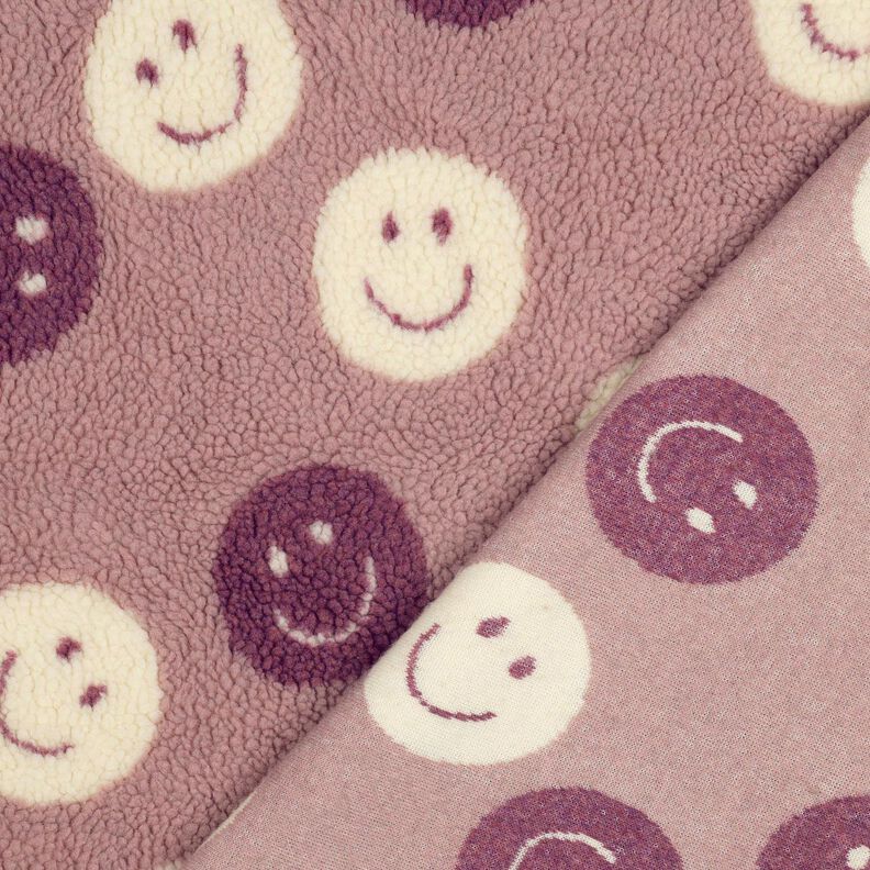 Teddy Fur smilies | Poppy Fabrics – dark dusky pink/offwhite, image number 4