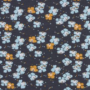 Cotton Jersey cute little flowers – blue-black, 