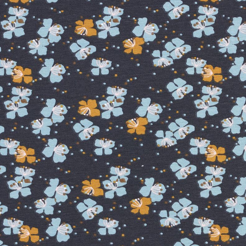 Cotton Jersey cute little flowers – blue-black,  image number 1