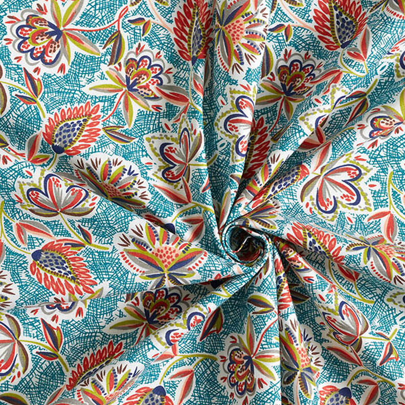 Cretonne Ethnic Leaves – petrol,  image number 4
