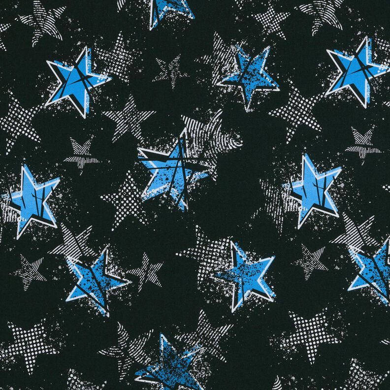 French Terry Star variations | Glitzerpüppi – black/blue,  image number 1