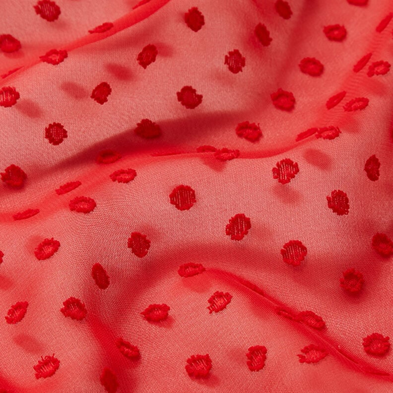 Chiffon dobby dots – red,  image number 2