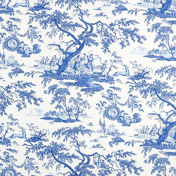 Decor Fabric Canvas antique 280 cm – royal blue/white,  image number 1