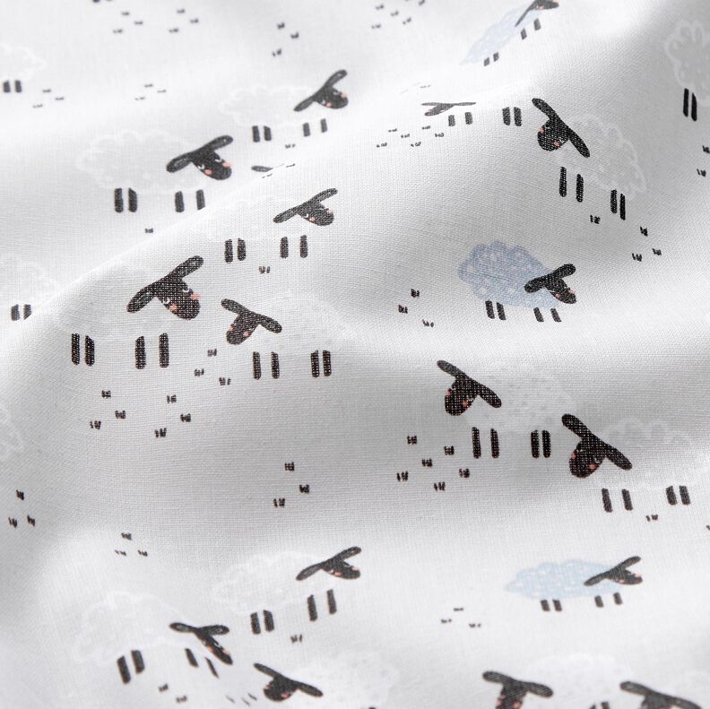 Cotton Poplin Sheep in the meadow – light grey,  image number 2