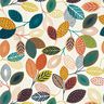 Decor Fabric Panama dotted leaves – offwhite/petrol,  thumbnail number 1