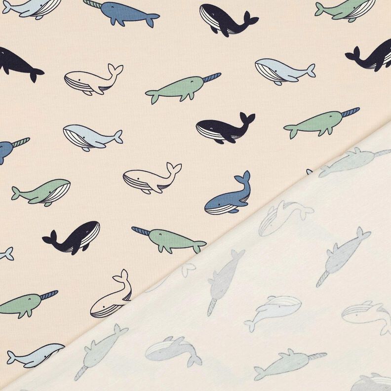 Cotton Jersey cute whales| Poppy Fabrics – cashew/navy blue,  image number 4