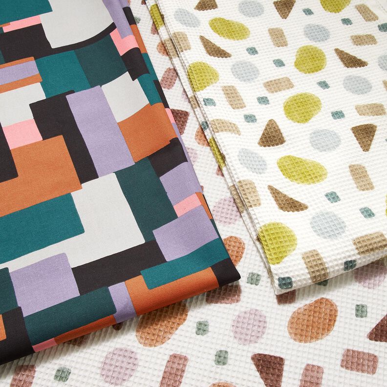 Waffle Piqué colourful shapes – copper/ivory,  image number 5