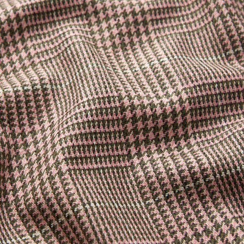 Glen Plaid Wool Fabric – pink/khaki,  image number 2