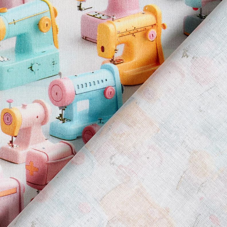 Cotton Poplin colourful sewing machines – light pink/light turquoise, image number 4