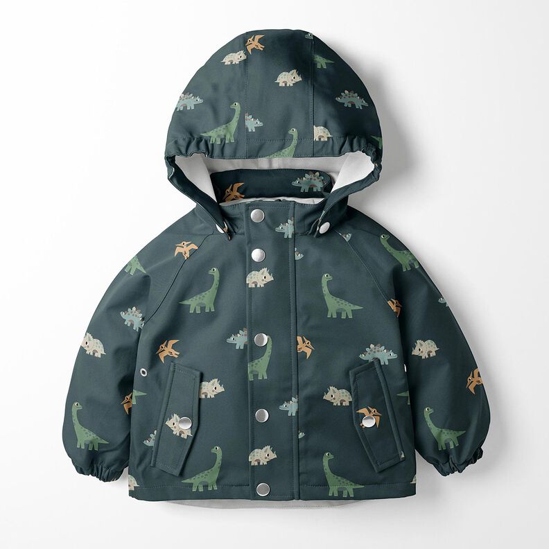 Raincoat Fabric happy dinosaurs Digital Print – granite,  image number 7