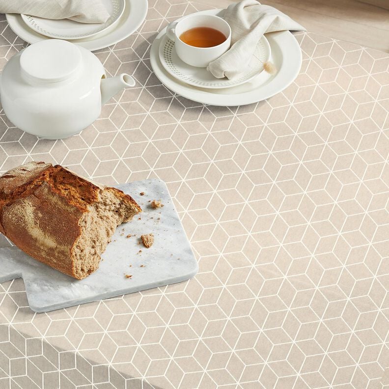 Decor Fabric Jacquard modern cubes – cashew/ivory,  image number 5