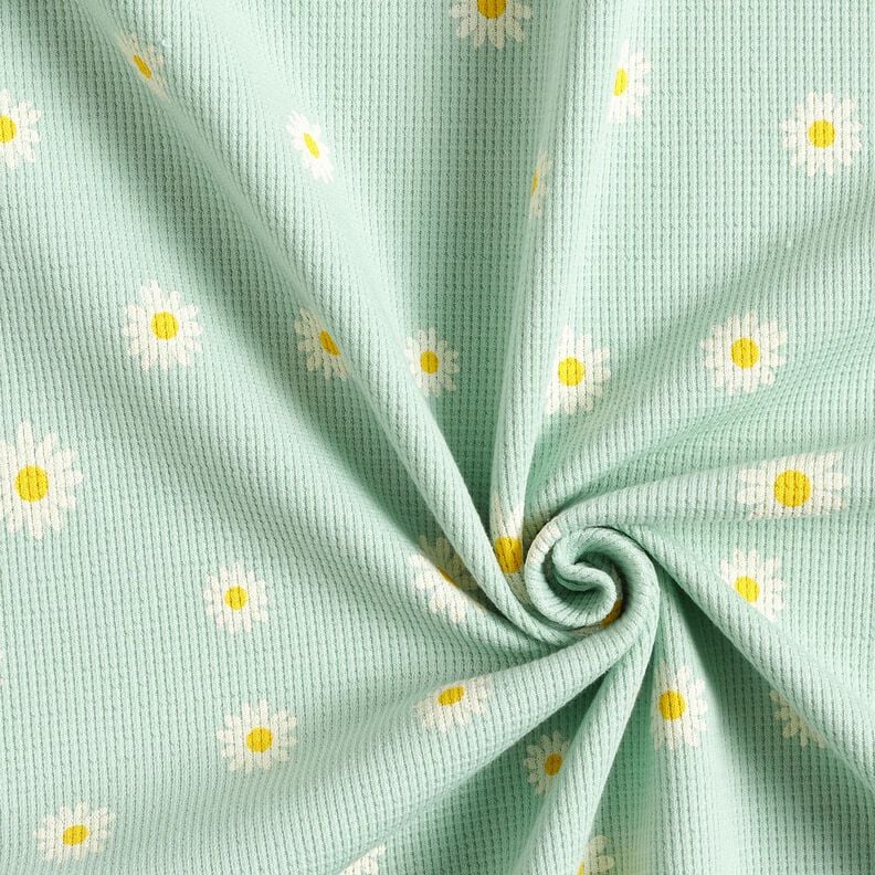 Waffle Jersey Ox-eye daisies – pale mint,  image number 3
