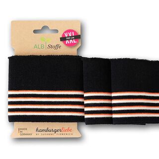 GOTS Knit ribbing CUFF ME COLLEGE [ 140 cm | 7 cm ] | Albstoffe – black/orange, 