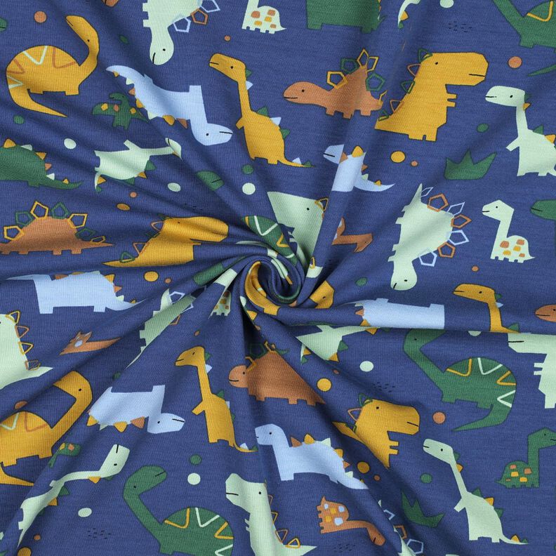 French Terry Dinosaurs | Poppy Fabrics – indigo/light blue,  image number 3