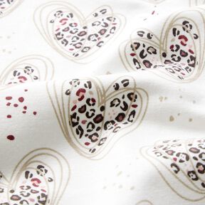 Cotton Jersey leopard print hearts – ivory, 