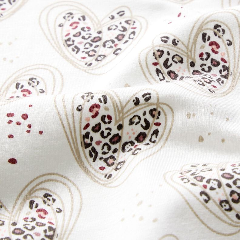 Cotton Jersey leopard print hearts – ivory,  image number 2
