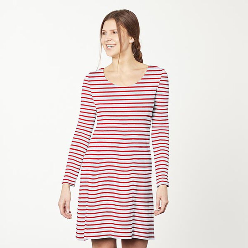 Narrow & Wide Stripes Cotton Jersey – white/red,  image number 7