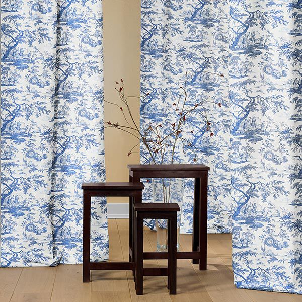 Decor Fabric Canvas antique 280 cm – royal blue/white,  image number 6