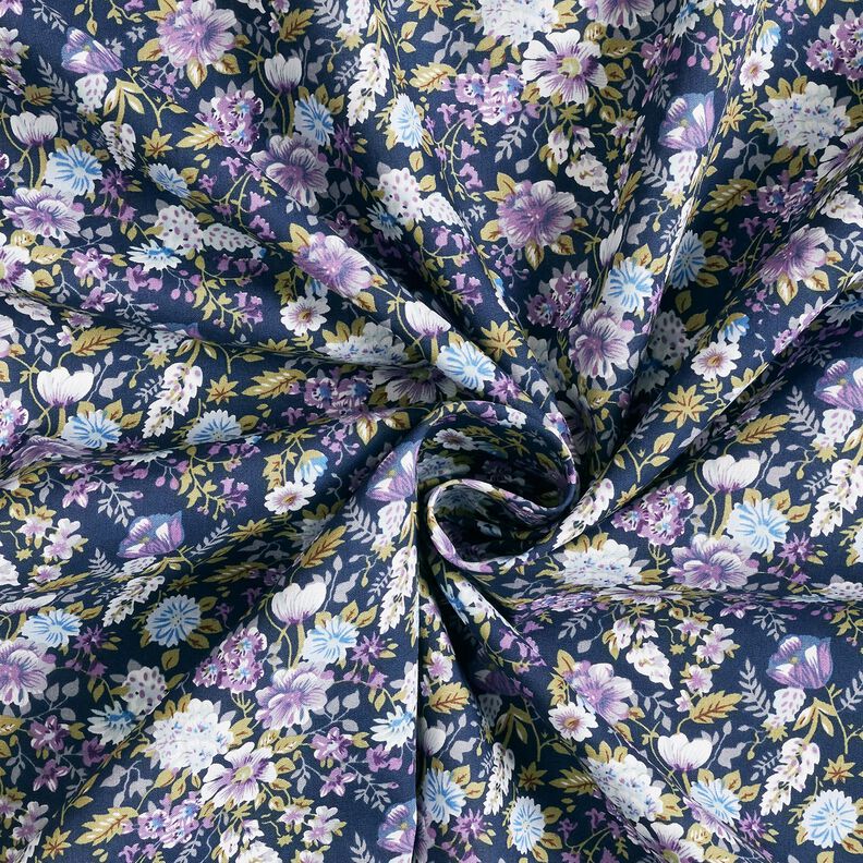 Cotton Poplin romantic flower meadow – navy blue/lavender, image number 3