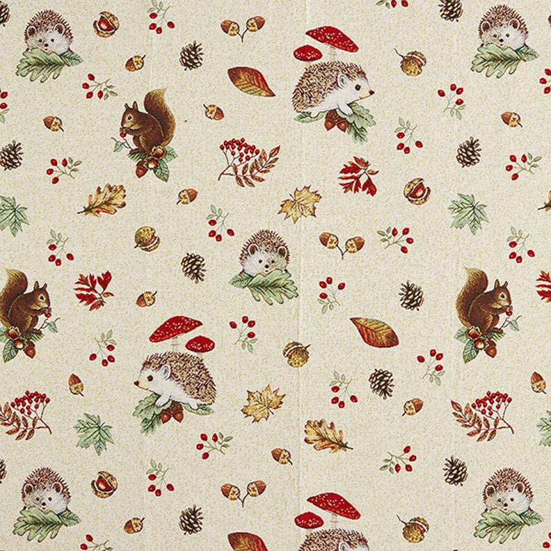Decor Fabric Tapestry Fabric Autumn Animals – light beige/brown,  image number 1
