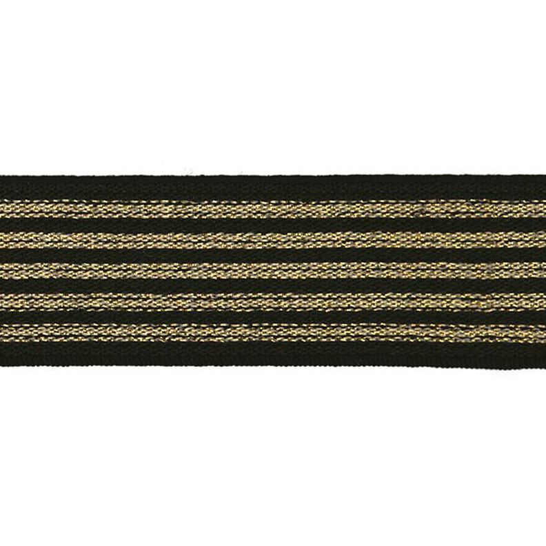 Striped Elastic [ Width: 25 mm ] – black/gold,  image number 1