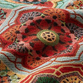 Decor Fabric Tapestry Fabric flower tiles – sky blue/carmine, 