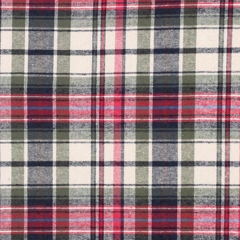 Cotton Flannel checked | Poppy Fabrics – olive/red, image number 1