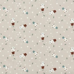 Cotton Poplin cute snowmen – light taupe, 