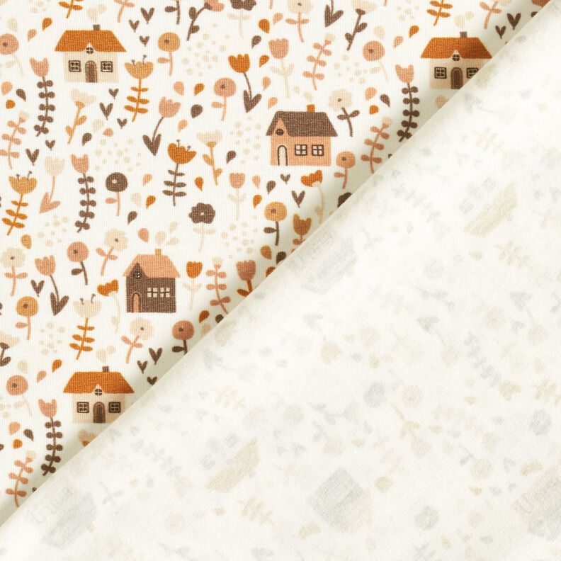 Cotton Jersey little houses on the meadow – offwhite,  image number 4