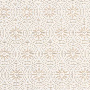 Outdoor fabric Jacquard Circle Ornaments – beige/offwhite, 