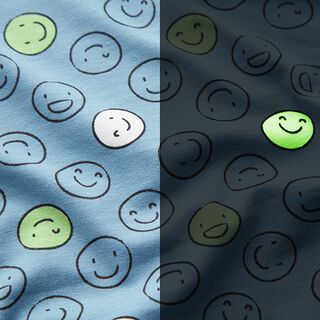 Cotton Jersey Glow-in-the-Dark Smiley – denim blue, 