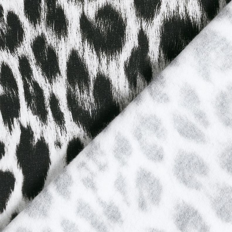 French terry brushed snow-leopard digital print – black/white, image number 4