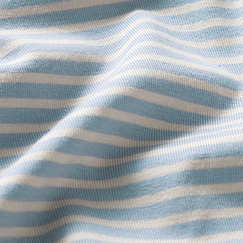 Narrow Stripes Cotton Jersey – cashew/light blue,  image number 2
