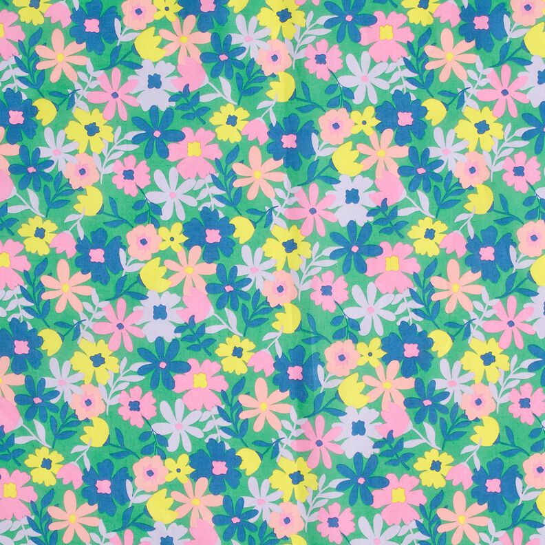 Coated Cotton Pastel Flowers | Poppy Fabrics – grass green/pink,  image number 1