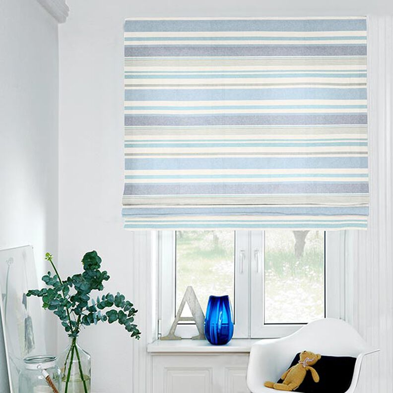 Decor Fabric Half Panama Colourful Stripe Mix Recycled – brilliant blue,  image number 6