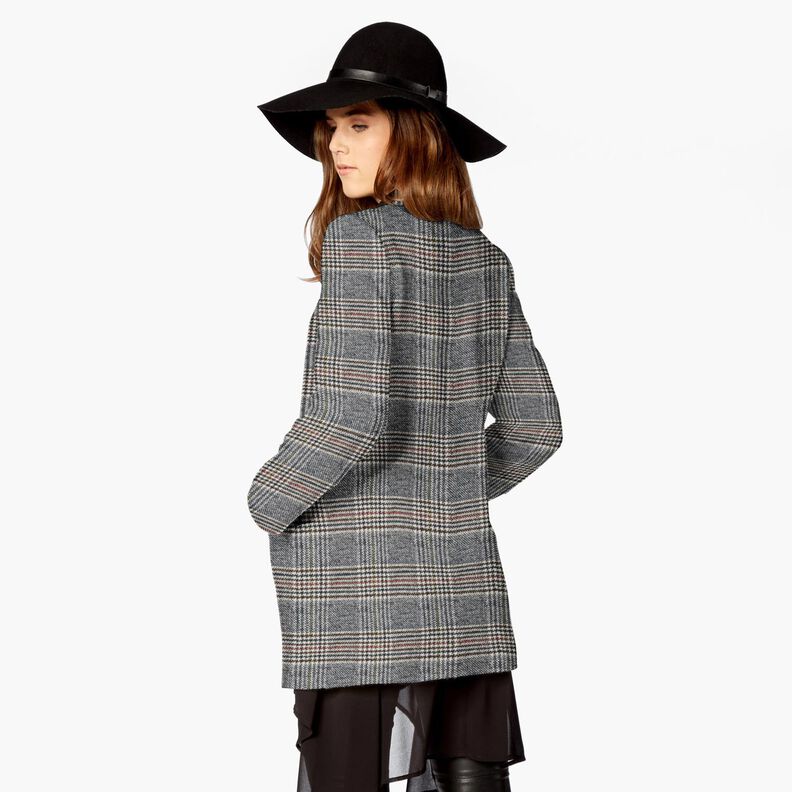 Coat fabric cotton mix Glen check – white/midnight blue,  image number 8