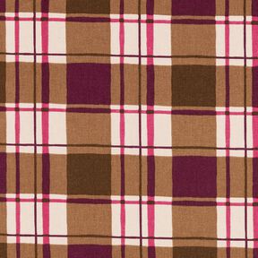 Decor Fabric Half Panama colourful check – mocca/grape, 