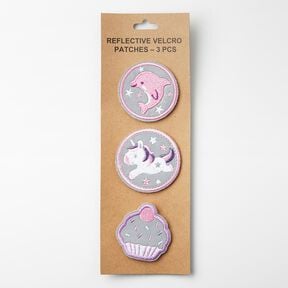 Reflector patches Velcro pack of 3 – pink/white, 