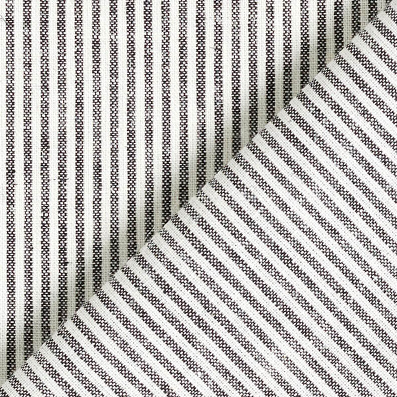 Linen Cotton Blend Narrow Stripes – black/offwhite,  image number 4