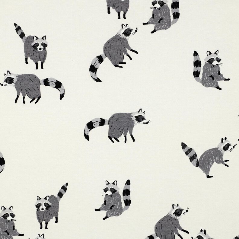 Cotton Jersey Racoons Digital Print | Poppy Fabrics – offwhite,  image number 1