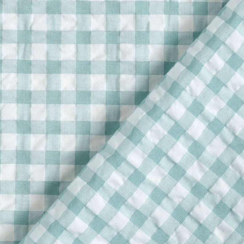 Large gingham check seersucker – white/eucalyptus,  image number 4